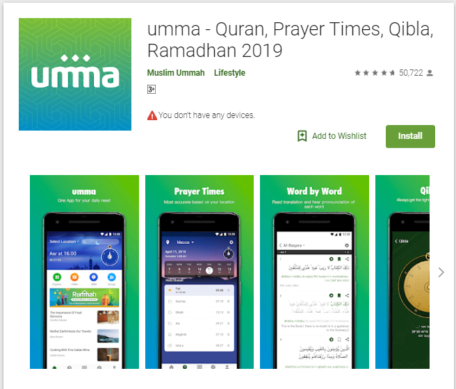 Gambar Tangkap Aplikasi Umma dari Google Play Store
