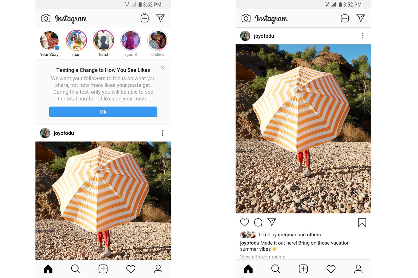 Uji Coba Sembunyikan Like di Instagram dan Tampilannya